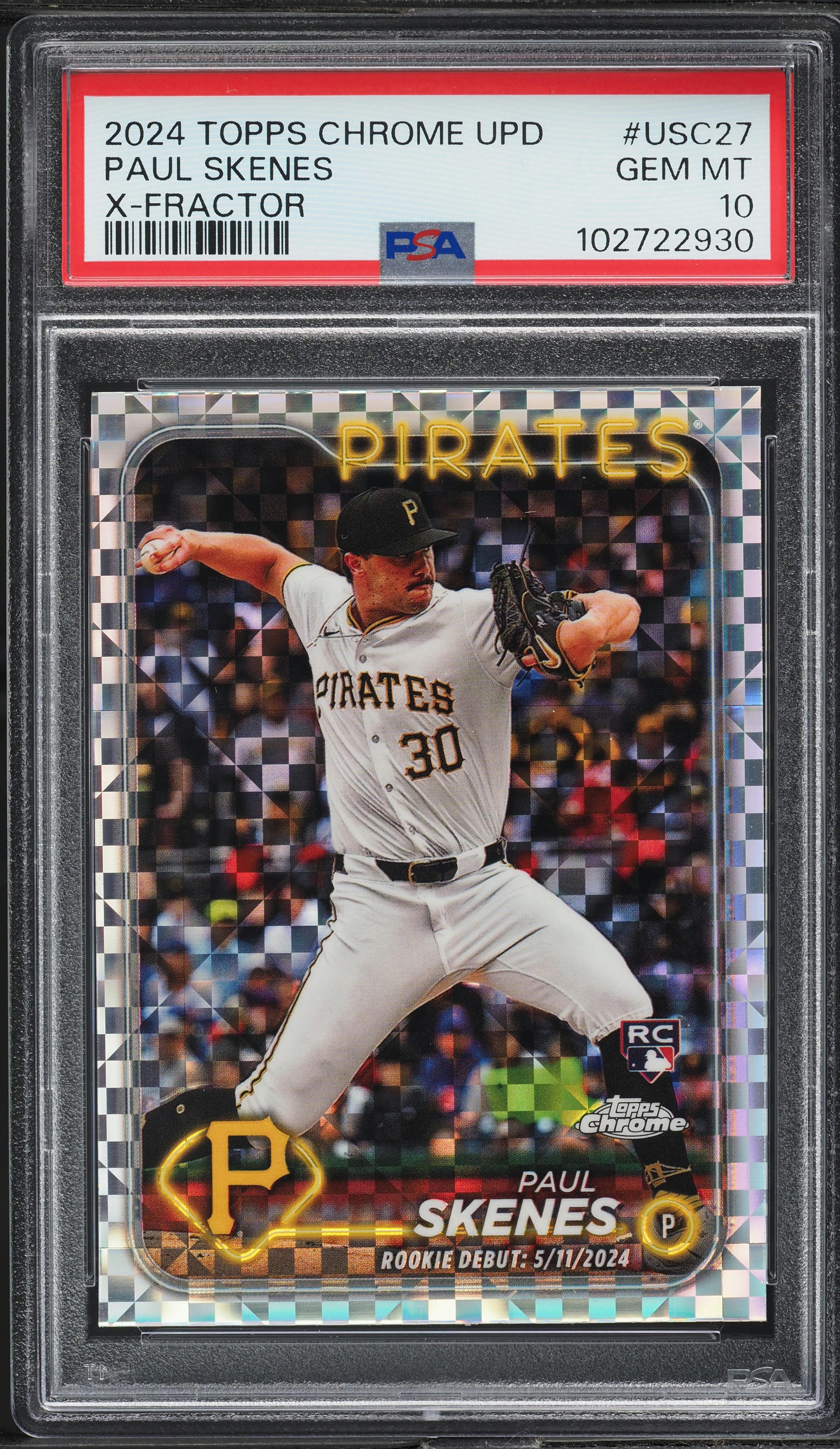 2024 Topps Chrome Update X-Fractor Paul Skenes ROOKIE #USC27