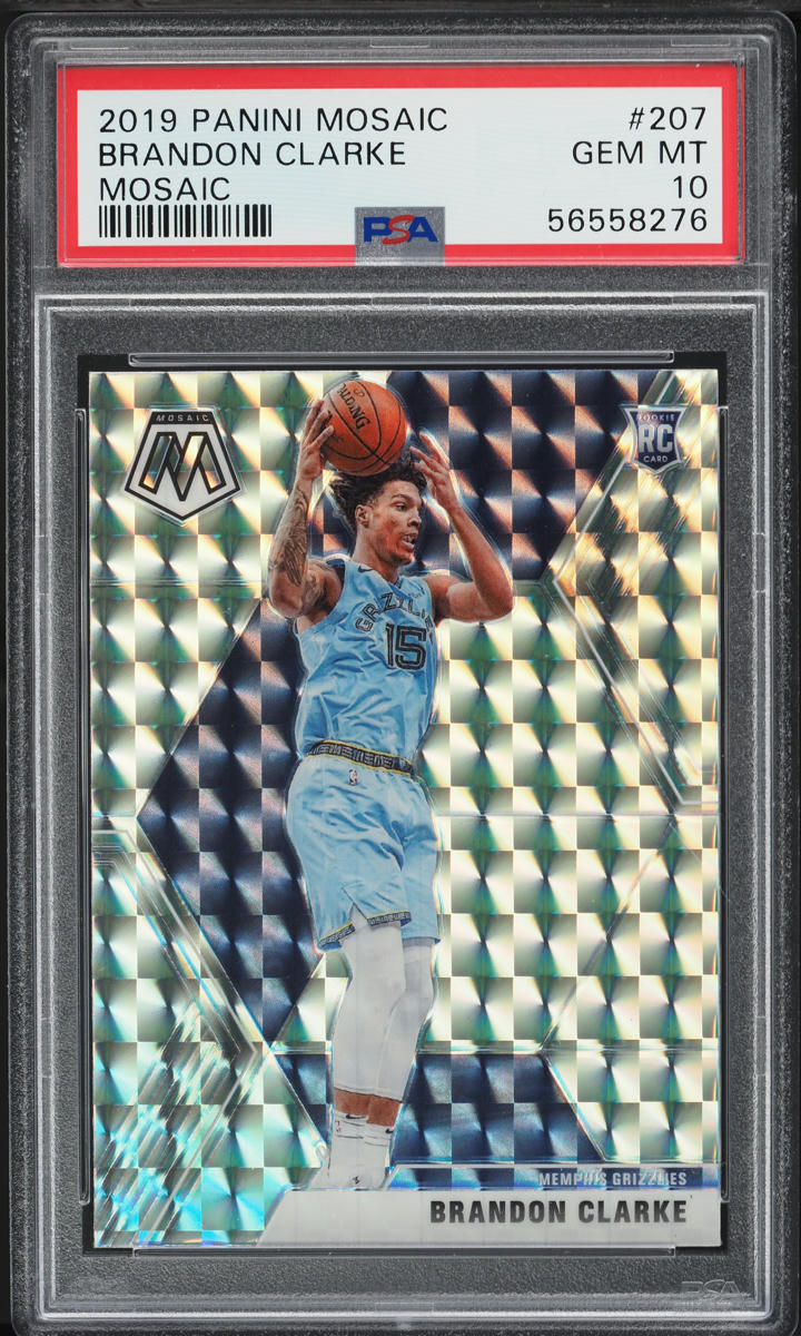 2019 Panini Mosaic Green Swirl Brandon Clarke ROOKIE RC /10 #277