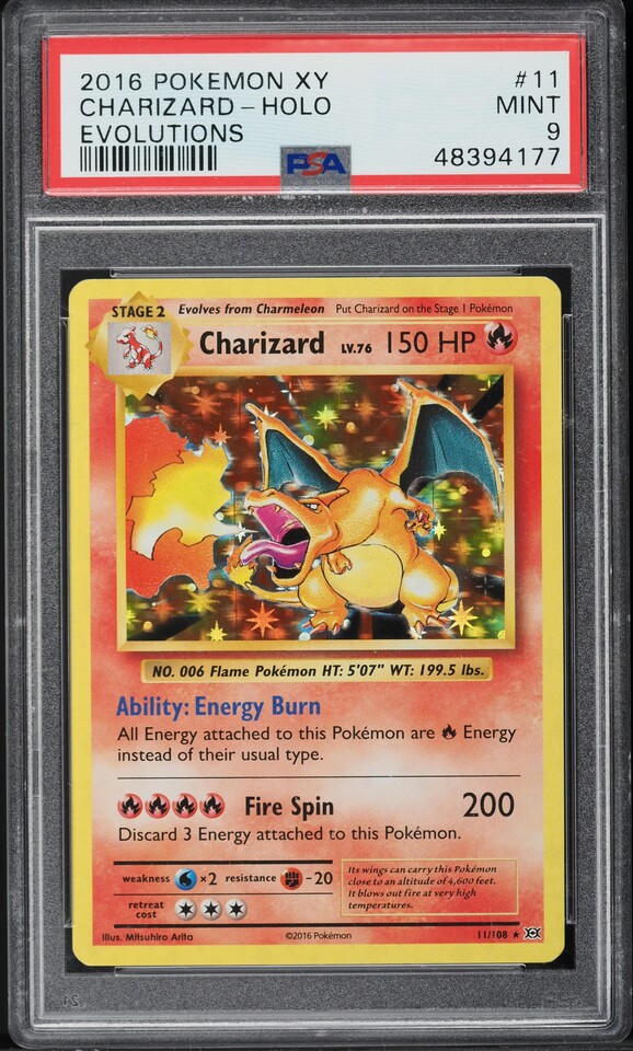 2016 Pokemon XY Evolutions Holo Charizard #11 PSA 9 MINT on Fanatics ...