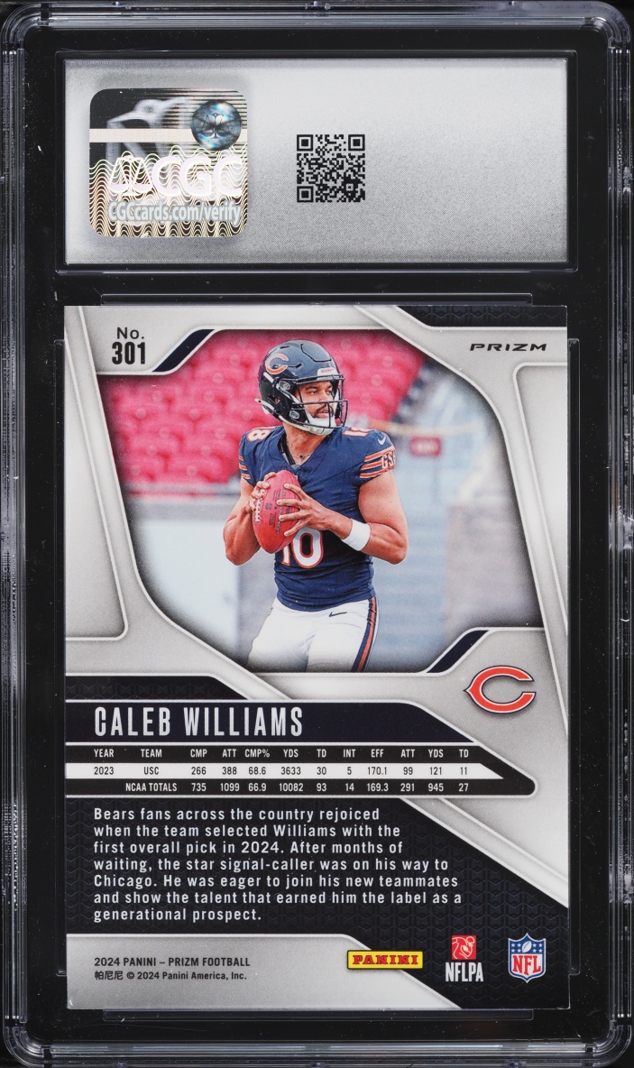 2024 Panini Prizm Green Wave Caleb Williams ROOKIE #301 CGC 9 MINT