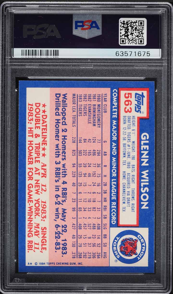 1984 Topps Tiffany Glenn Wilson #563 PSA 10 GEM MINT