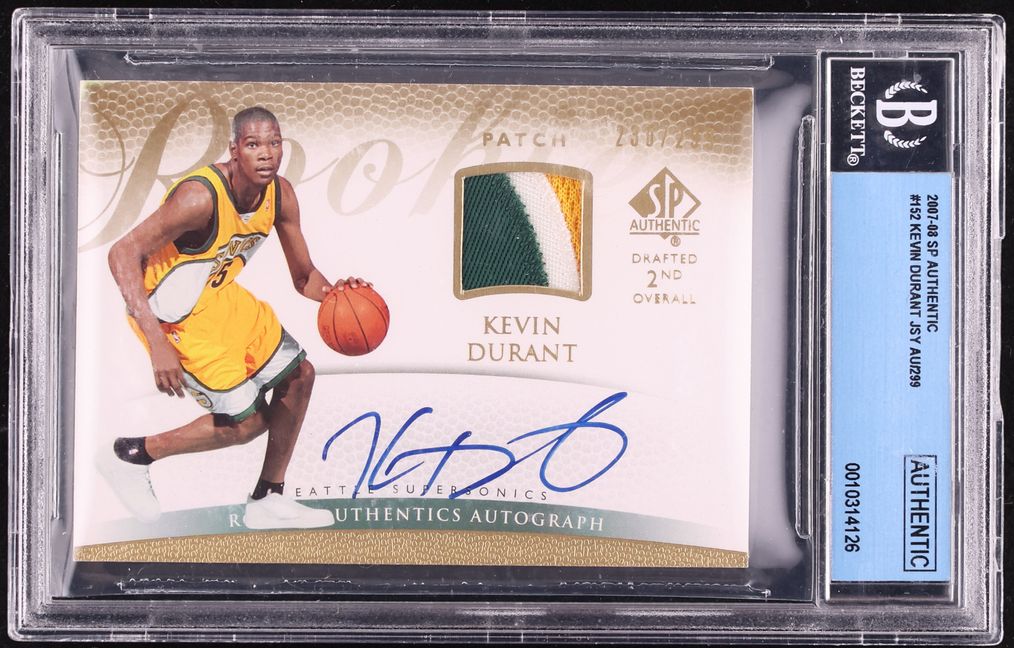 2007 SP Authentic Kevin Durant ROOKIE GAME-USED PATCH AUTO /299 #152 ...