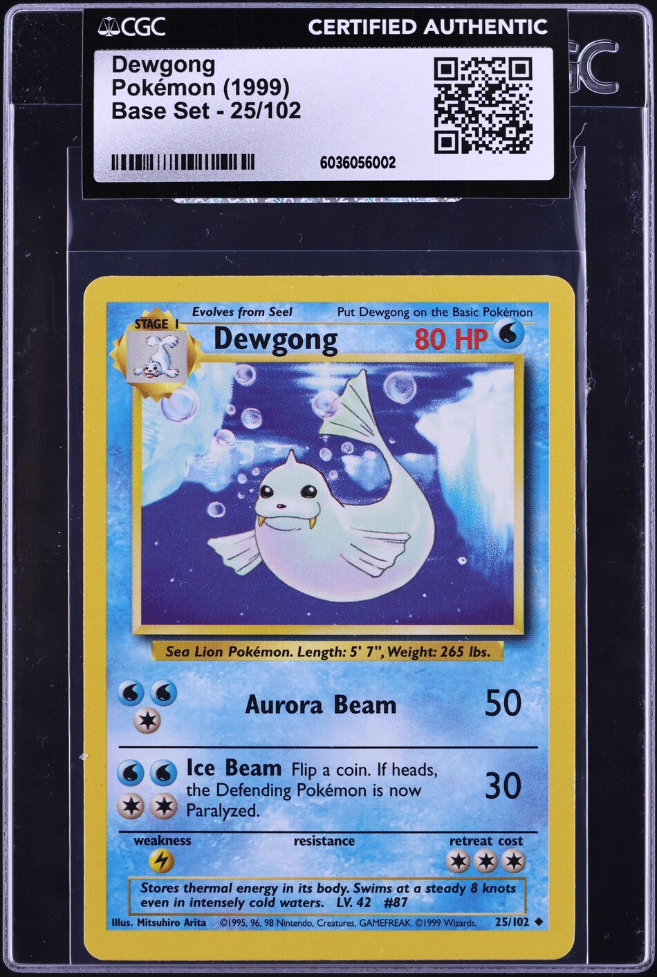 1999 Pokemon Base Set Dewgong #25 CGC AUTH