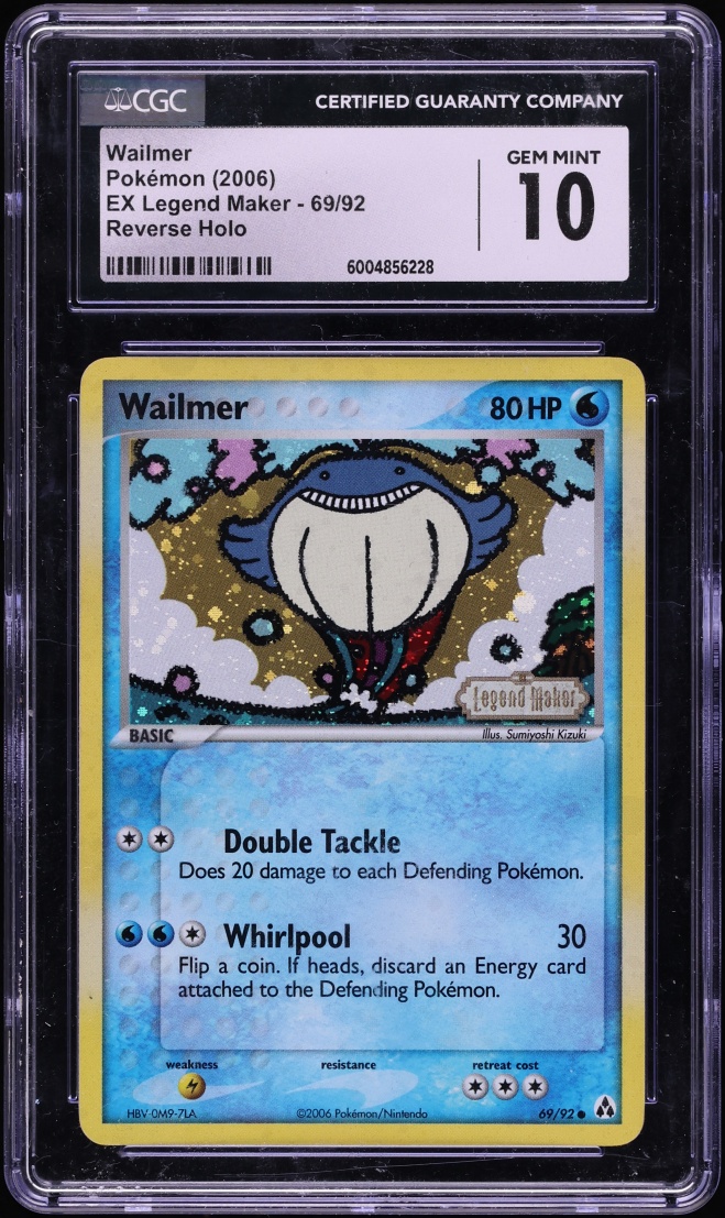 2006 Pokemon EX Legend Maker Reverse Holo Wailmer #69 CGC 10 GEM MINT