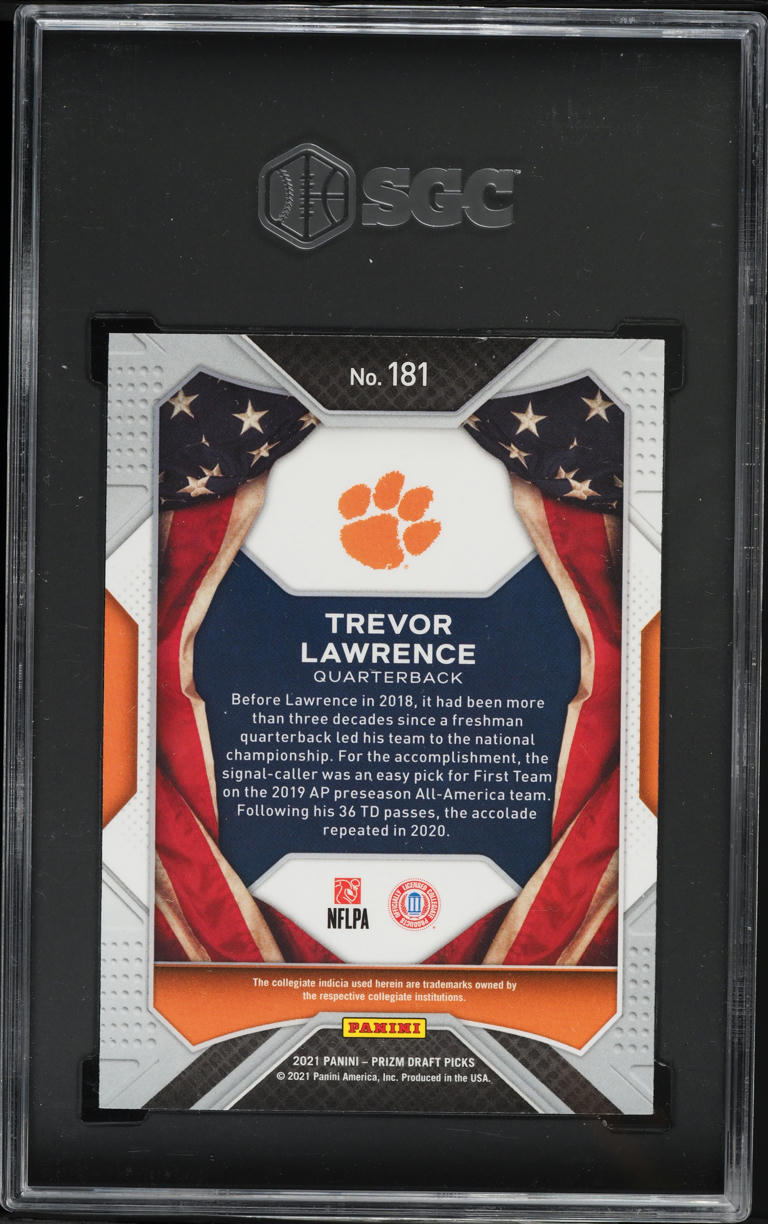 2021 Panini Prizm Draft Picks Trevor Lawrence ROOKIE #181 SGC 9 MINT