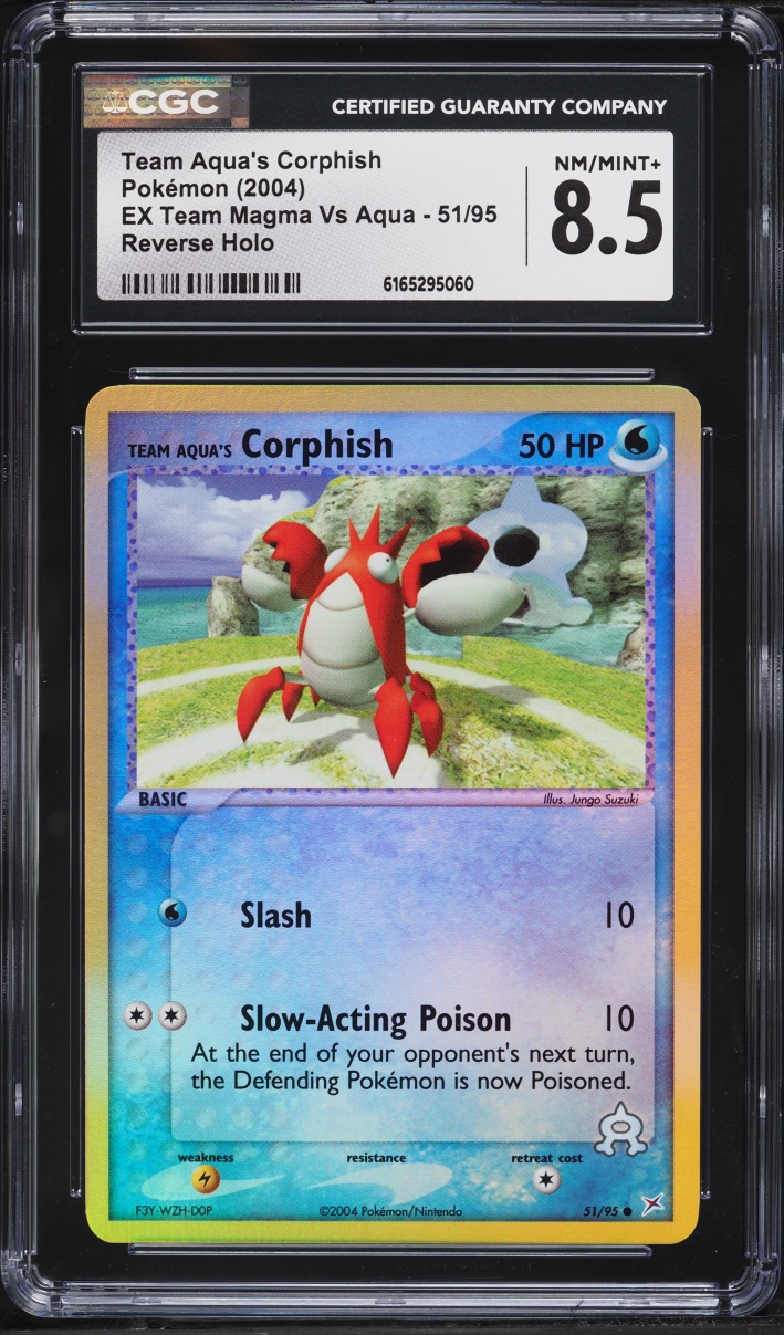 2004 Pokemon EX Team Magma Vs Aqua Reverse Holo Team Aqua's Corphish #51 CGC 8.5 NM-MT+