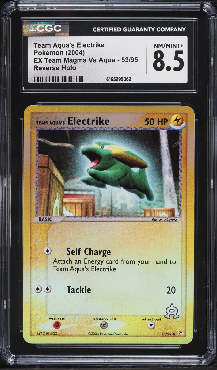 2004 Pokemon EX Team Magma Vs Aqua Reverse Holo Team Aqua's Electrike #53 CGC 8.5 NM-MT+