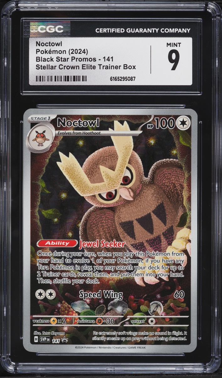2024 Pokemon Scarlet & Violet Promo Stellar Crown ETB Full Art Noctowl #141 CGC 9 MINT