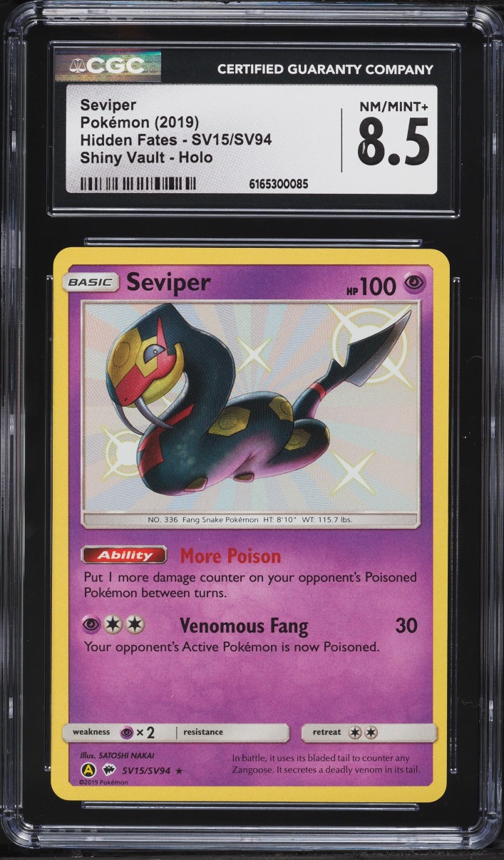 2019 Pokemon Sun & Moon Hidden Fates Shiny Seviper #SV15 CGC 8.5 NM-MT+