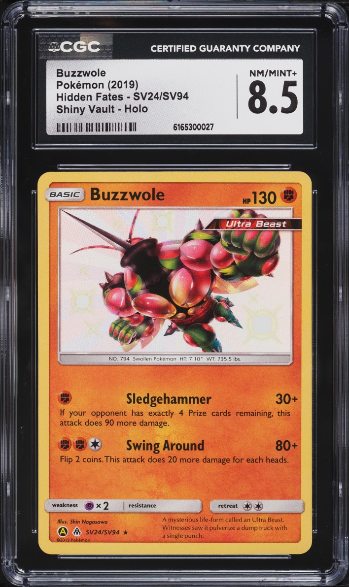 2019 Pokemon Sun & Moon Hidden Fates Shiny Buzzwole #SV24 CGC 8.5 NM-MT+