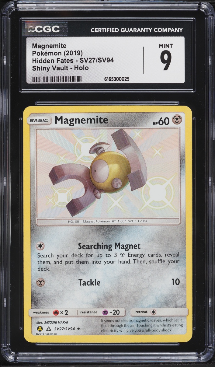 2019 Pokemon Sun & Moon Hidden Fates Shiny Magnemite #SV27 CGC 9 MINT