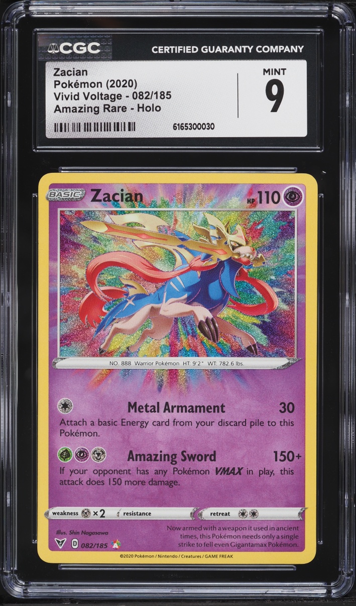 2020 Pokemon Sword & Shield Vivid Voltage Amazing Rare Zacian #82 CGC 9 MINT