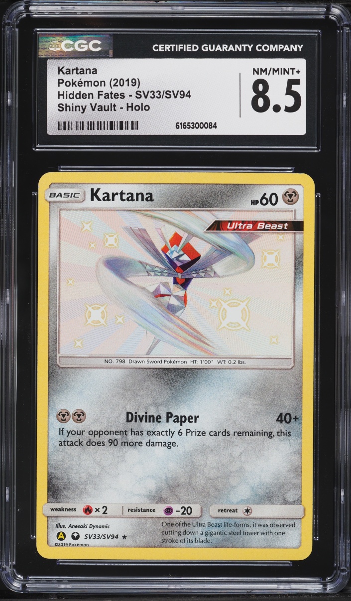 2019 Pokemon Sun & Moon Hidden Fates Shiny Kartana #SV33 CGC 8.5 NM-MT+