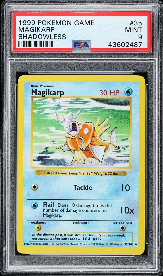 1999 Pokemon Base Set Shadowless Magikarp #35 PSA 9 MINT