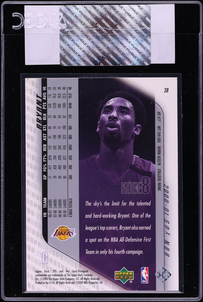 2000 SPx Basketball Kobe Bryant #38 CGC AUTH