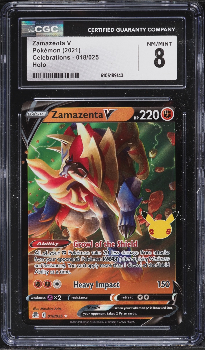 2021 Pokemon Sword & Shield Celebrations Holo Zamazenta V #18 CGC 8 NM-MT