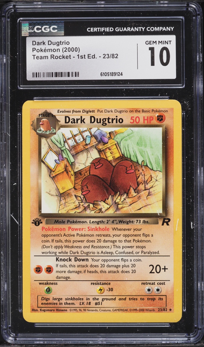 2000 Pokemon Team Rocket 1st Edition Dark Dugtrio #23 CGC 10 GEM MINT
