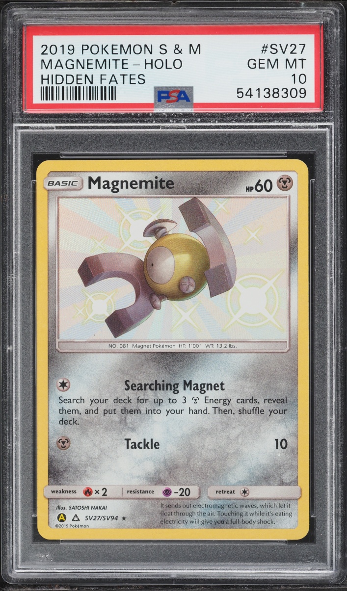 2019 Pokemon Sun & Moon Hidden Fates Shiny Magnemite #SV27 PSA 10 GEM MINT