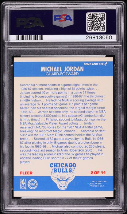 1987 Fleer Sticker Michael Jordan #2 PSA 10 GEM MINT