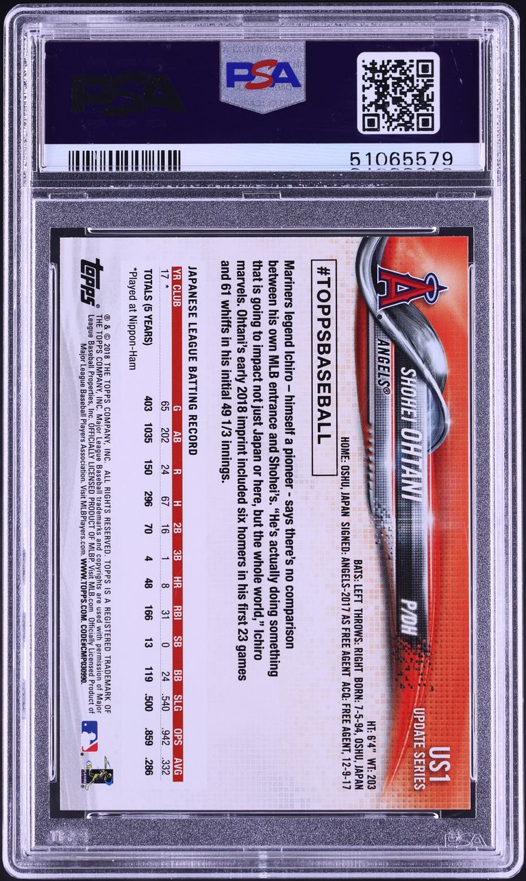 2018 Topps Update Pitching In Red Jersey Shohei Ohtani ROOKIE #US1 PSA 10 GEM MINT