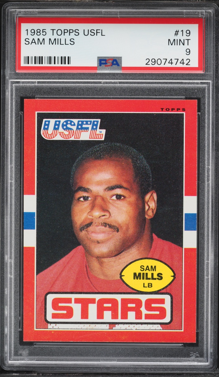 1985 Topps USFL Sam Mills ROOKIE #19 PSA 9 MINT