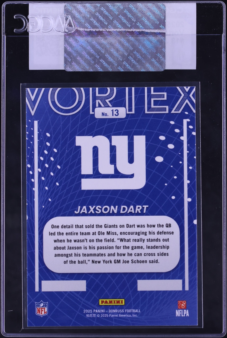 2025 Donruss Vortex Jaxson Dart ROOKIE #13 CGC AUTH