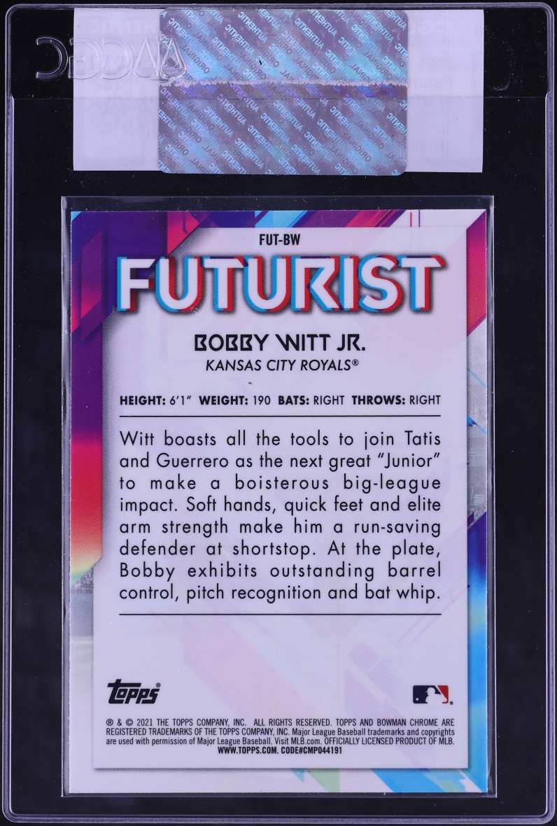 2021 Bowman Chrome Futurist Bobby Witt Jr. PROSPECT #FUT-BW CGC AUTH