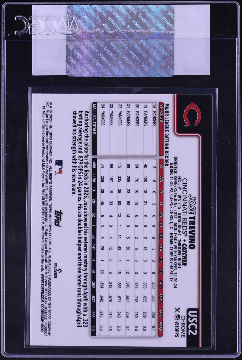 2025 Topps Chrome Update Sapphire Jose Trevino #USC2 CGC AUTH