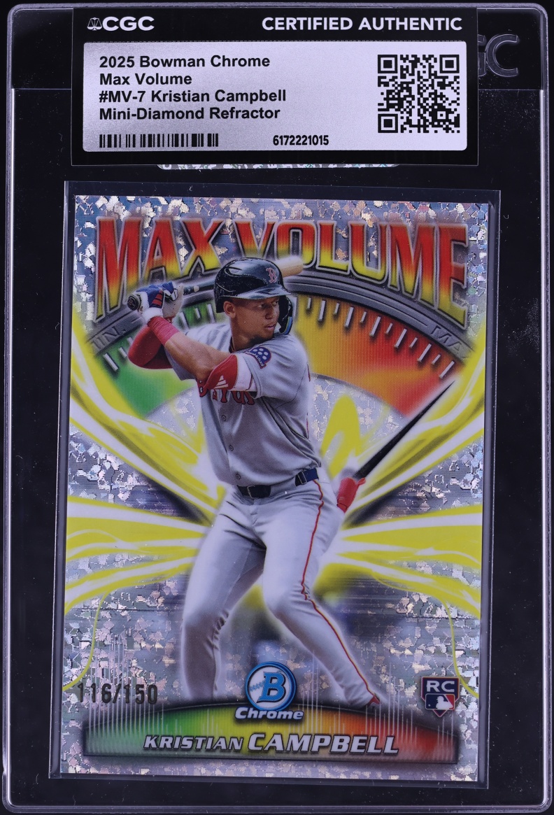 2025 Bowman Chrome Max Volume Mini-Diamond Refractor Kristian Campbell ROOKIE /150 CGC AUTH
