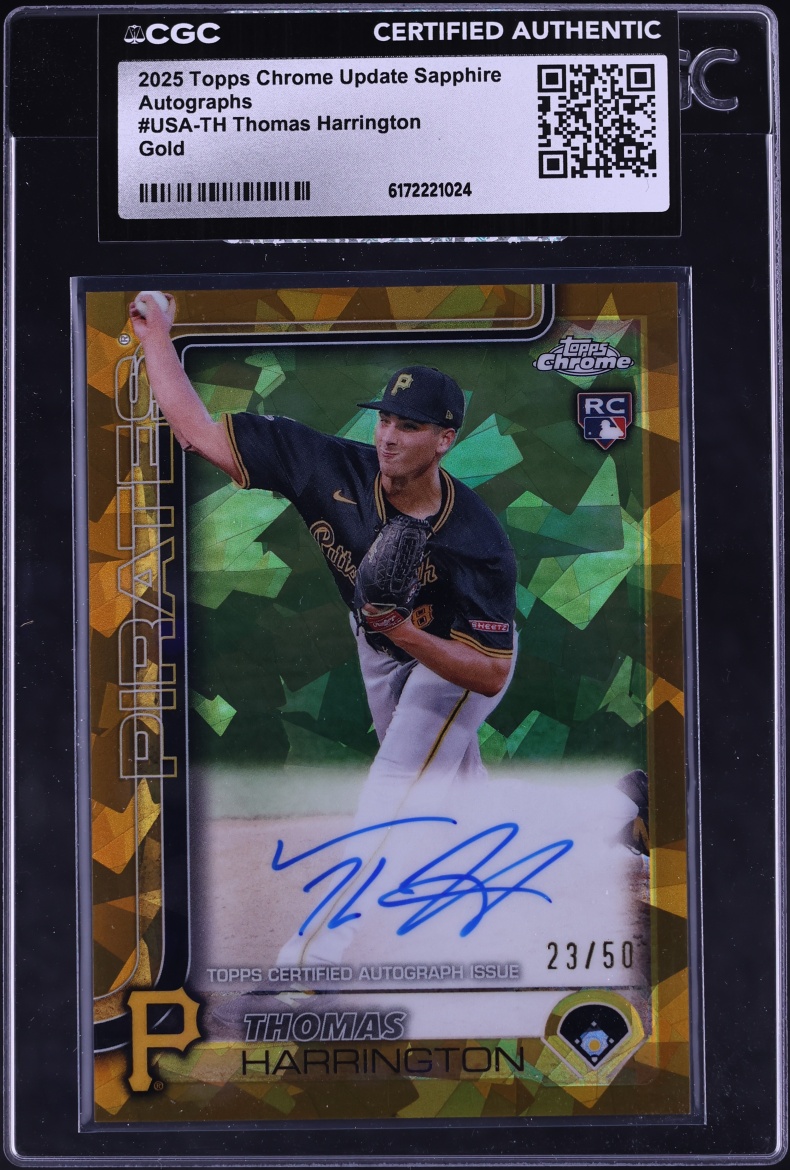 2025 Topps Chrome Update Sapphire Gold Thomas Harrington ROOKIE AUTO /50 #USA-TH CGC AUTH