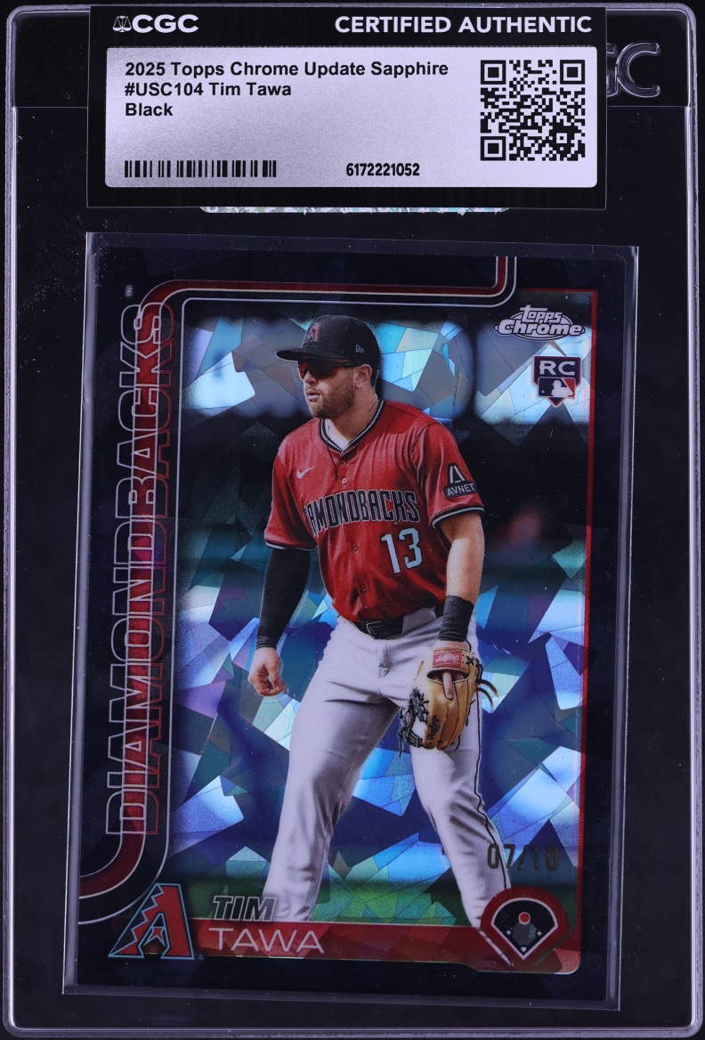 2025 Topps Chrome Update Sapphire Black Tim Tawa ROOKIE /10 #USC104 CGC AUTH
