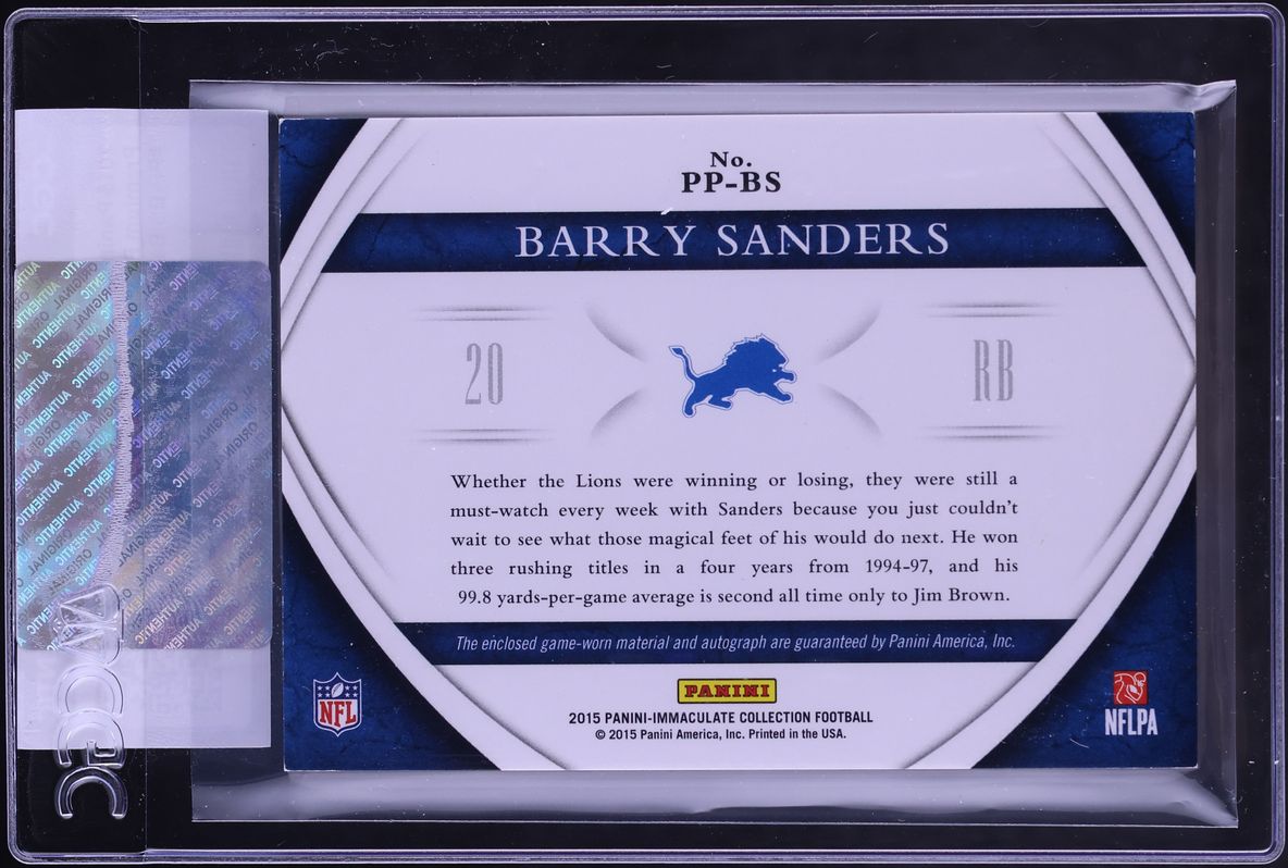 2015 Immaculate Collection Premium Barry Sanders PATCH AUTO /25 #PP-BS CGC AUTH