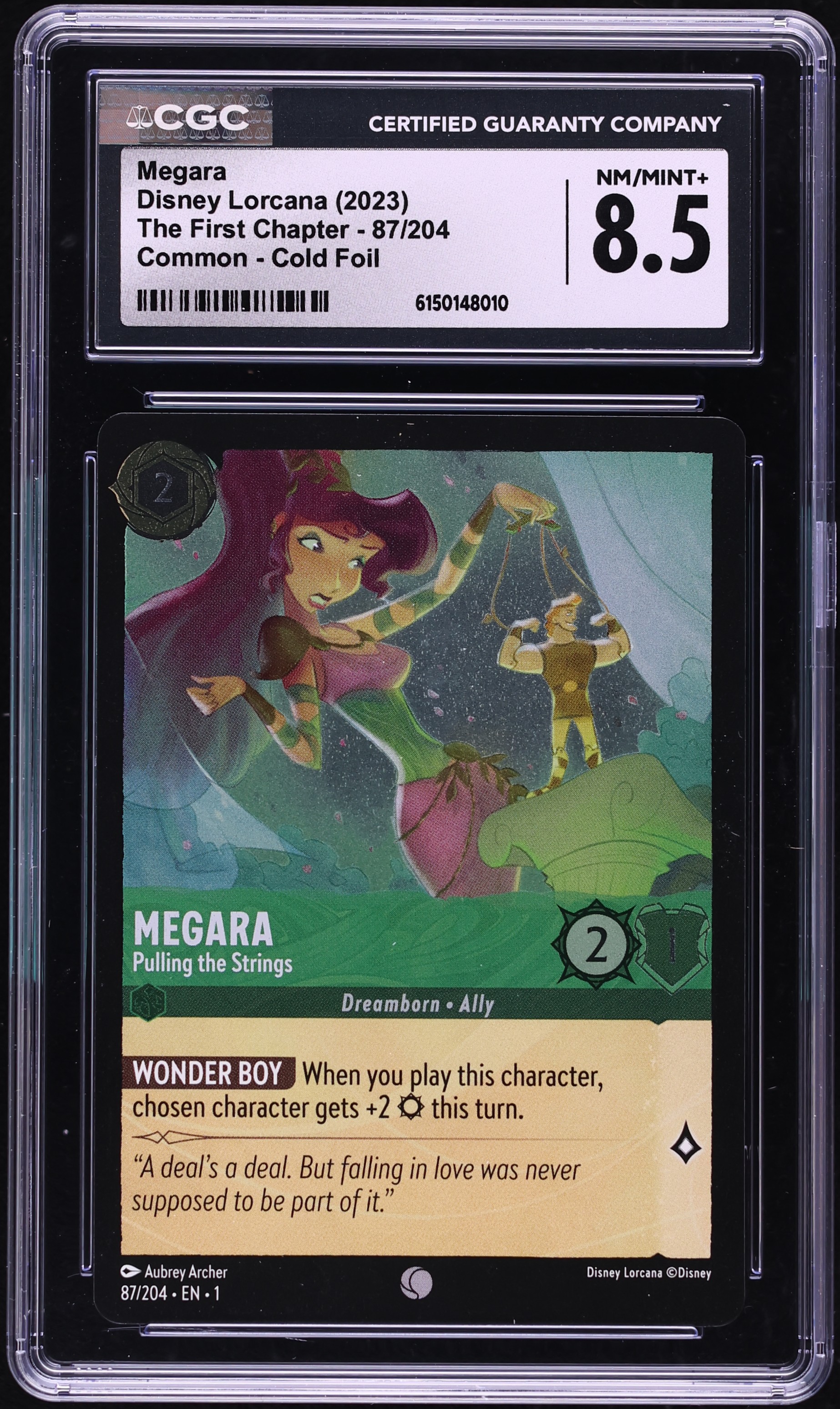 2023 Disney Lorcana The First Chapter Cold Foil Megara Pulling The Strings #87 CGC 8.5 NM-MT+