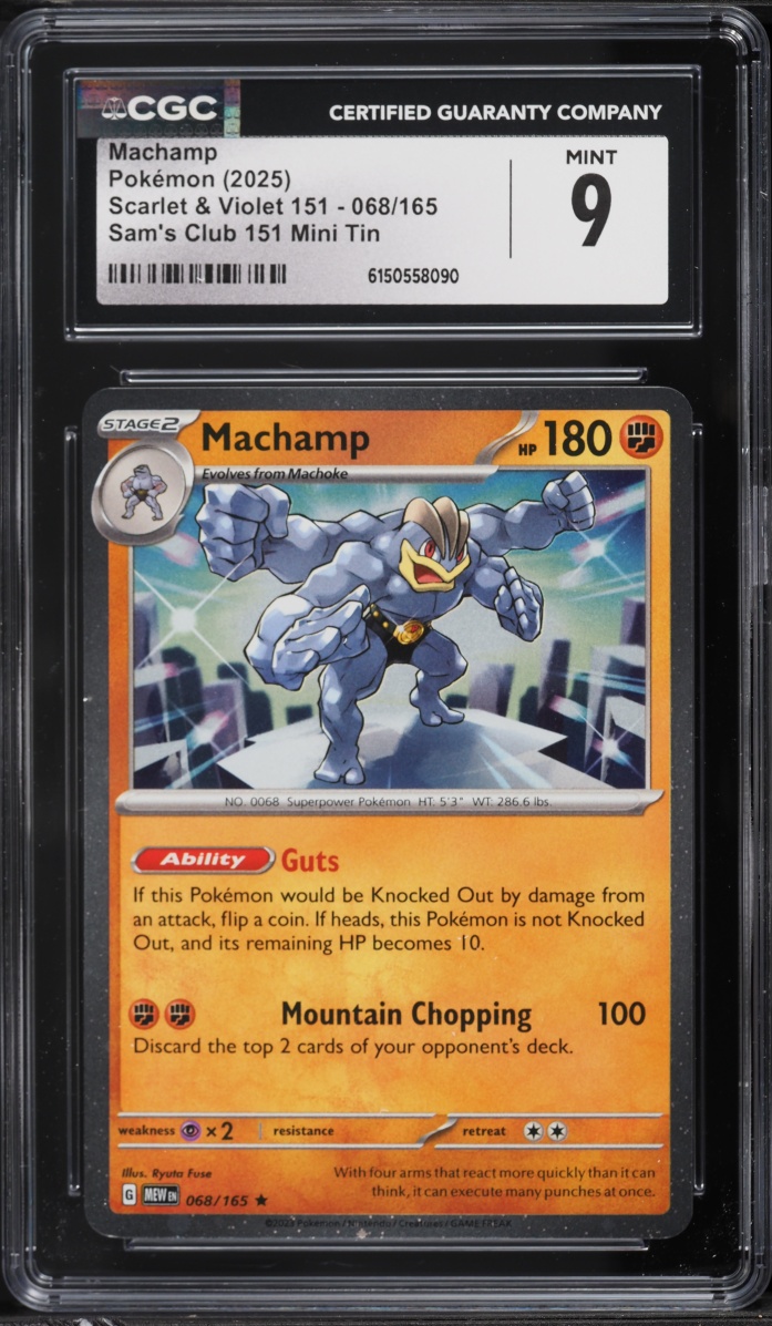 2025 Pokemon Scarlet & Violet 151 Sam's Club Mini Tin Machamp #68 CGC 9 MINT