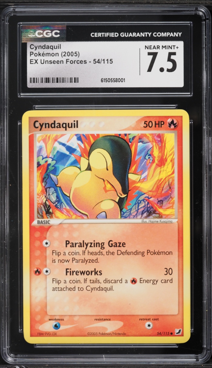2005 Pokemon EX Unseen Forces Cyndaquil #54 CGC 7.5 NRMT+