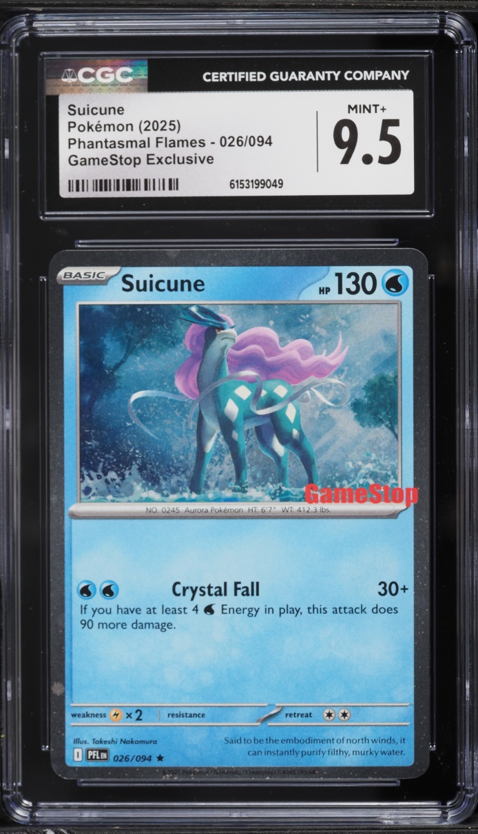 2025 Pokemon Mega Phantasmal Flames GameStop Exclusive Suicune #26 CGC 9.5 MINT+