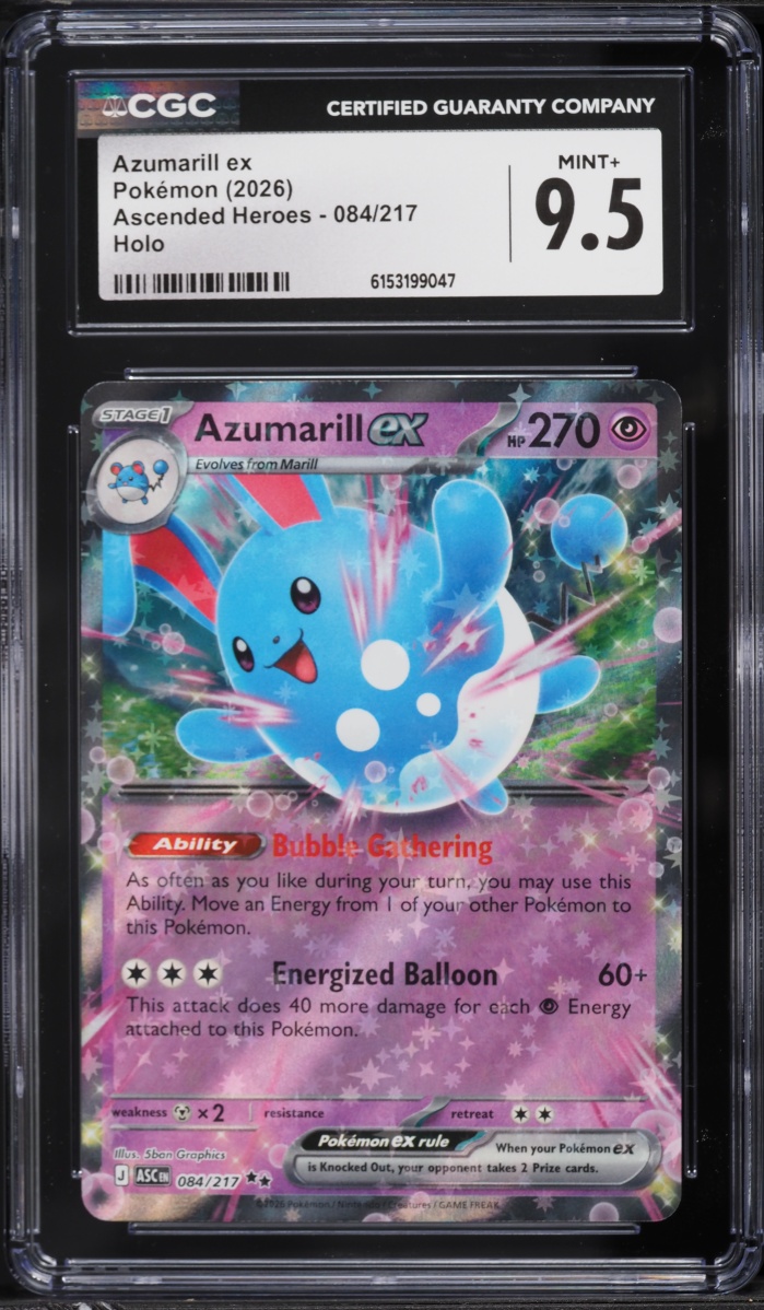2026 Pokemon Mega Evolution Ascended Heroes Holo Azumarill ex #084 CGC 9.5 MINT+