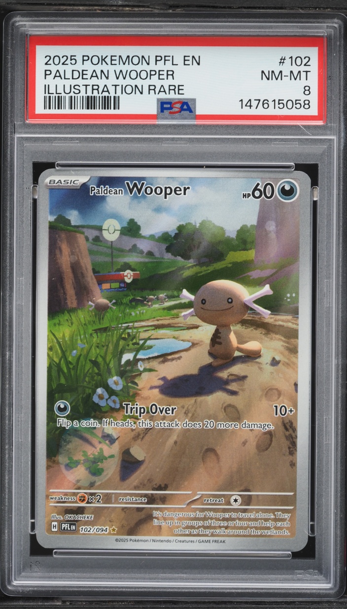 2025 Pokemon Mega Evolution Phantasmal Flames IR Paldean Wooper #102 PSA 8 NM-MT