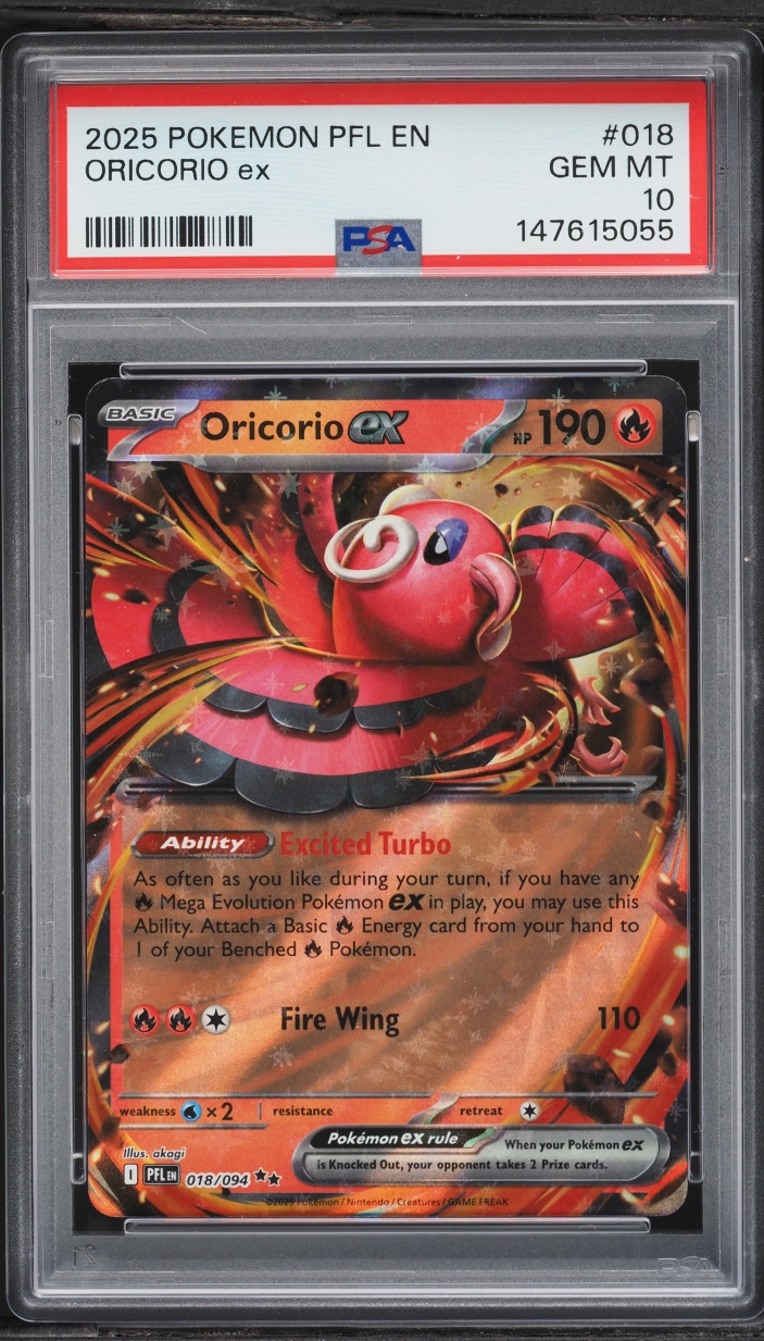 2025 Pokemon Mega Evolution Phantasmal Flames Oricorio Ex #018 PSA 10 GEM MINT
