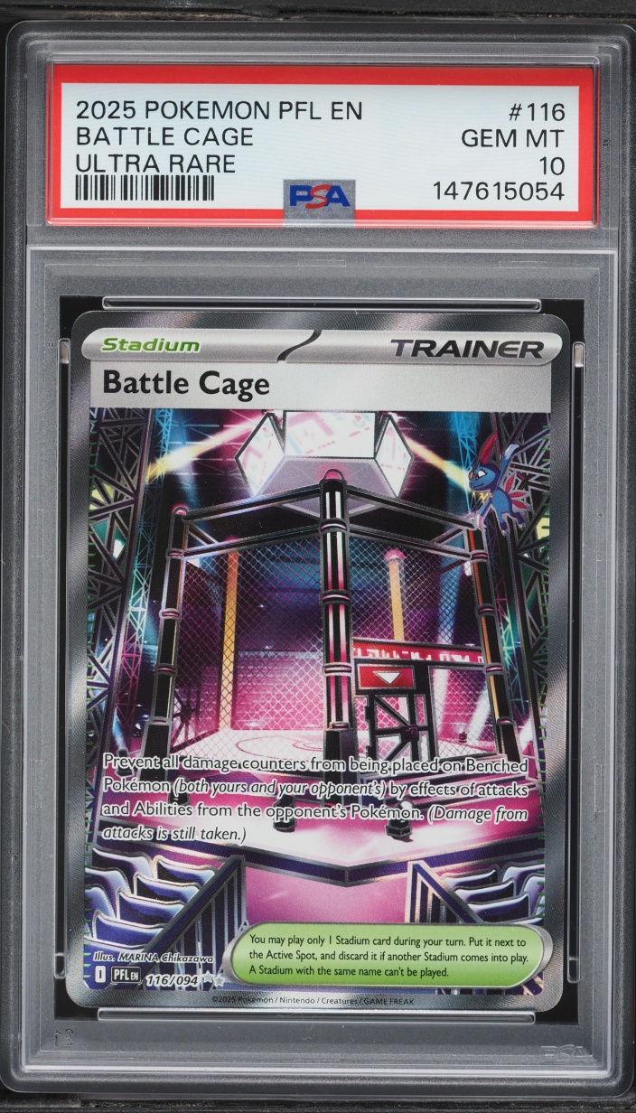 2025 Pokemon Mega Evolution Phantasmal Flames Full Art Battle Cage #116 PSA 10 GEM MINT