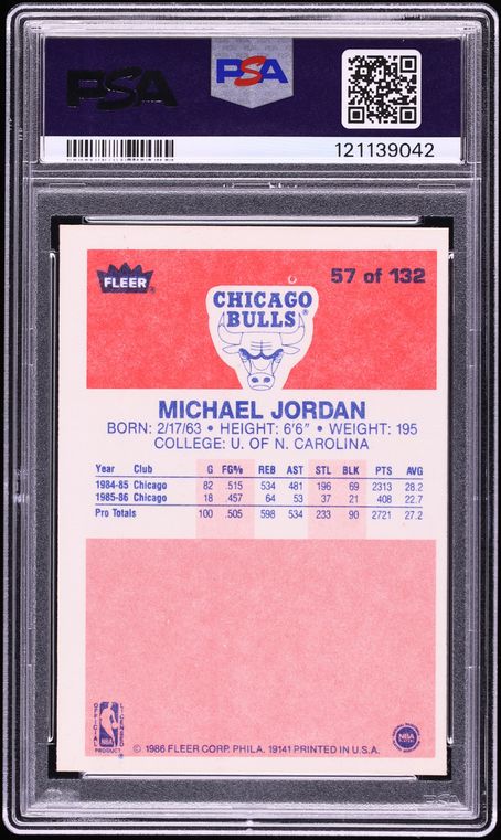 1986 Fleer Basketball Michael Jordan ROOKIE AUTO DNA 9 #57 PSA 6 EXMT