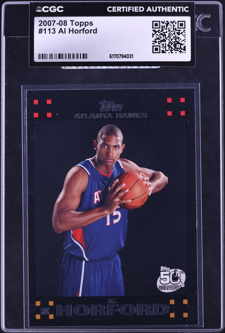 2007 Topps Basketball Al Horford ROOKIE #113 CGC AUTH