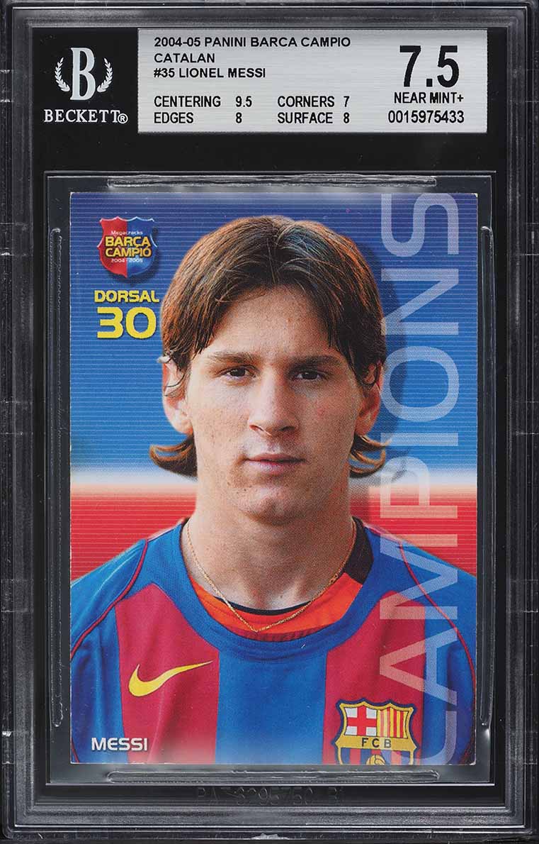 2004 Panini Sports Mega Cracks Barca Campion Lionel Messi ROOKIE #35 BGS 7.5 NRMT+