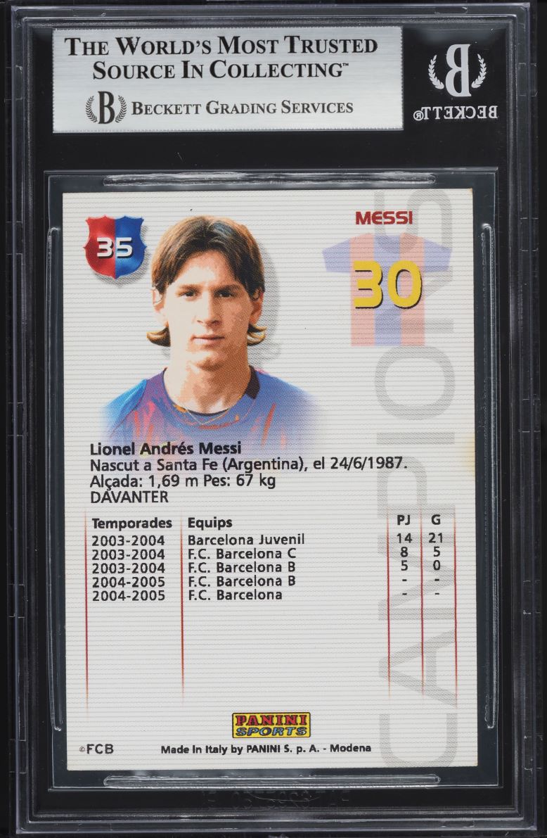 2004 Panini Sports Mega Cracks Barca Campion Lionel Messi ROOKIE #35 BGS 7.5 NRMT+