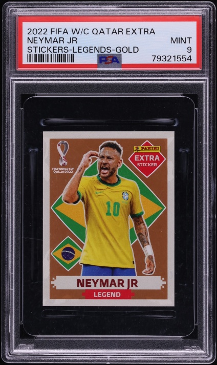 2022 Panini FIFA World Cup Extra Stickers Legends Gold Neymar Jr. PSA 9 MINT