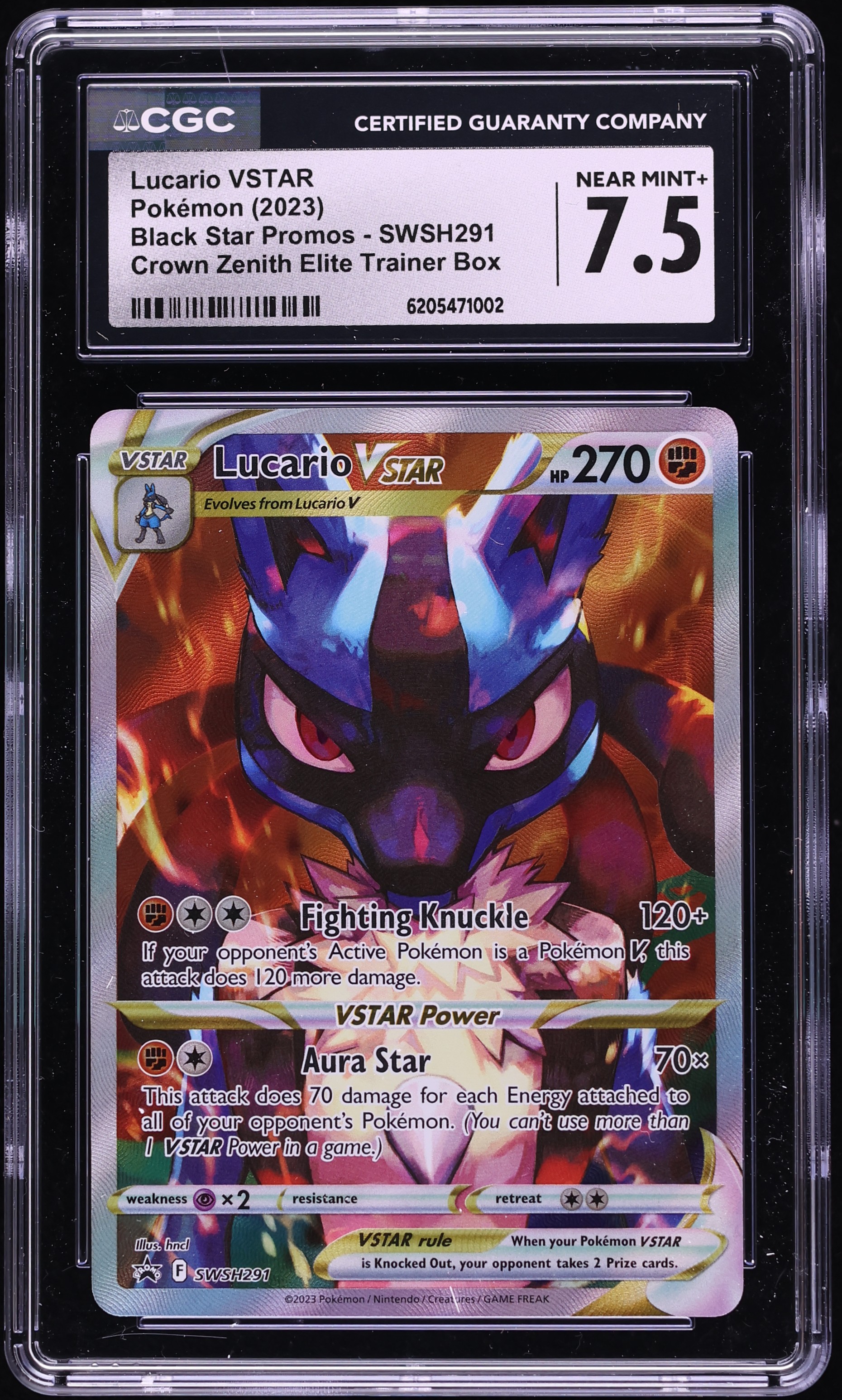 2023 Pokemon SWSH Promo Crown Zenith ETB Full Art Lucario VSTAR #SWSH291 CGC 7.5 NRMT+