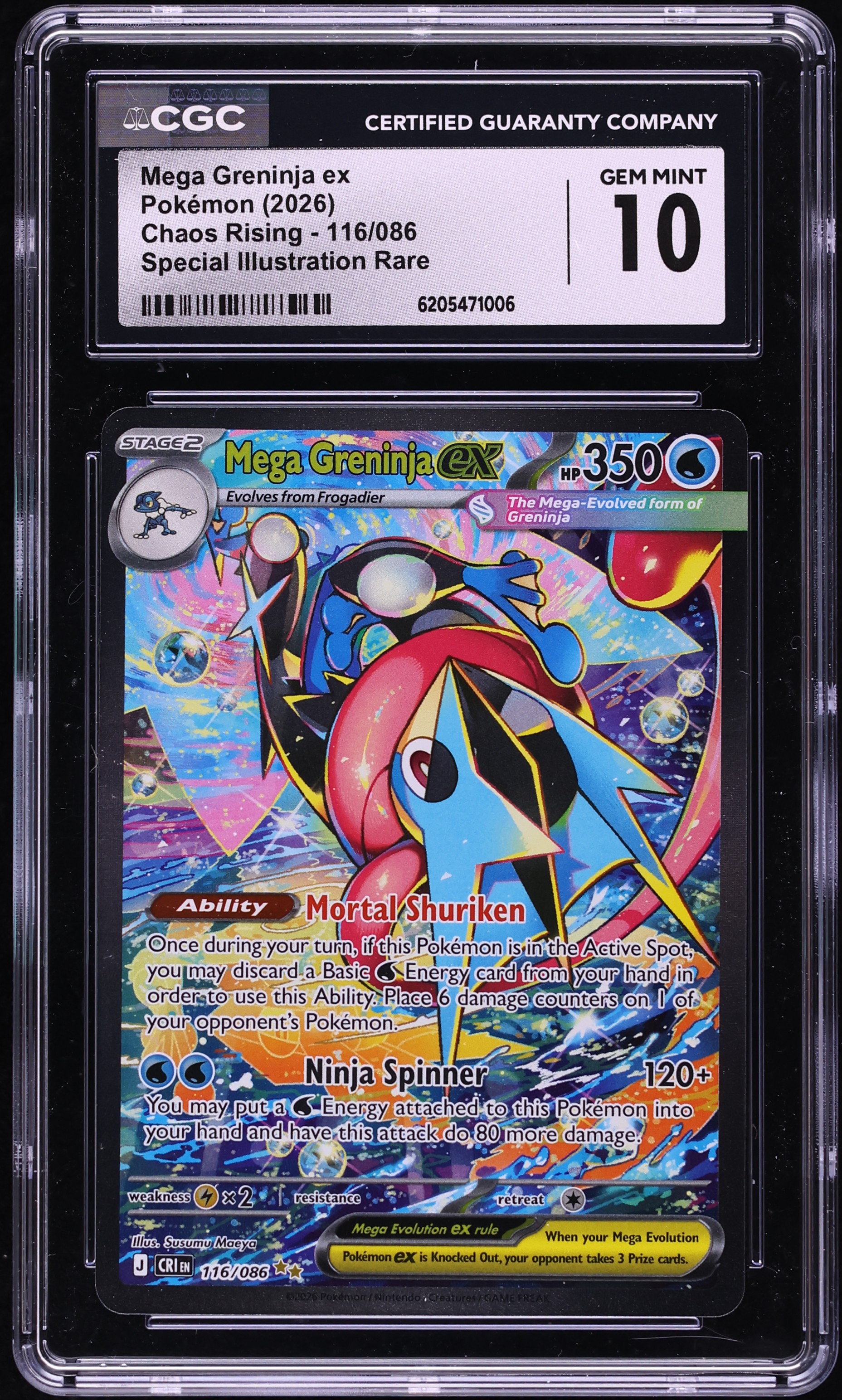 2026 Pokemon Mega Evolution Chaos Rising SIR Mega Greninja Ex #116 CGC 10 GEM MINT