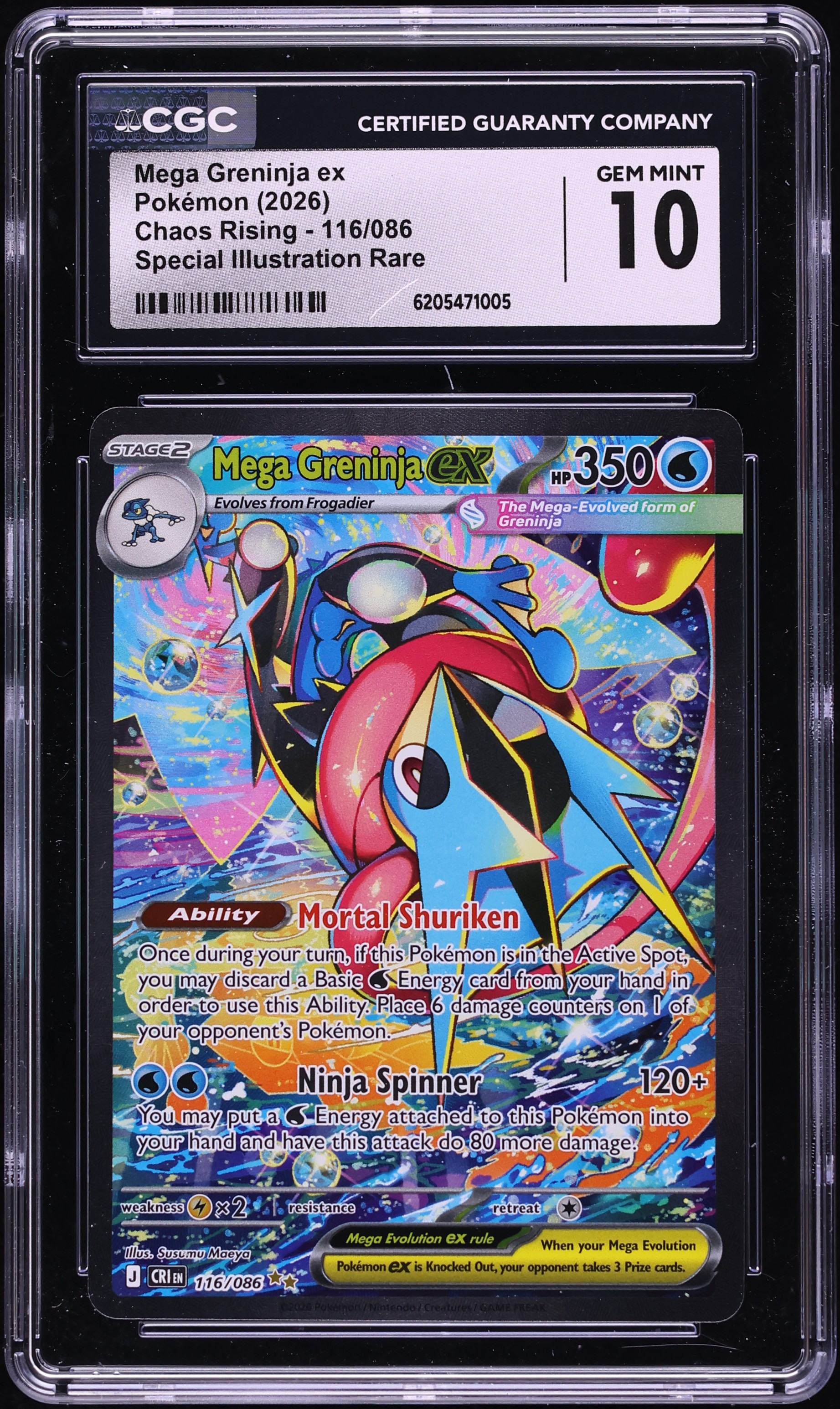 2026 Pokemon Mega Evolution Chaos Rising SIR Mega Greninja Ex #116 CGC 10 GEM MINT