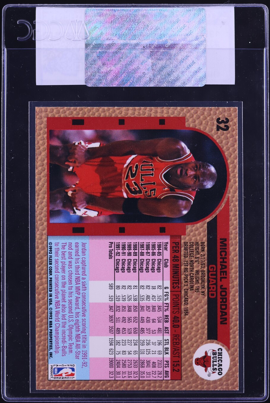 1992 Fleer Basketball Michael Jordan #32 CGC AUTH