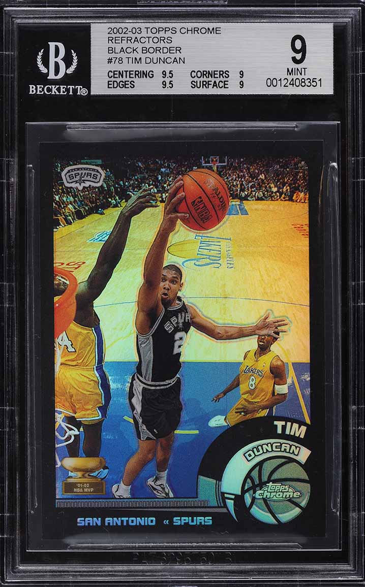 2002 Topps Chrome Black Refractor Tim Duncan /99 #78 BGS 9 MINT